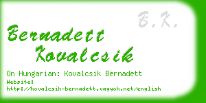 bernadett kovalcsik business card